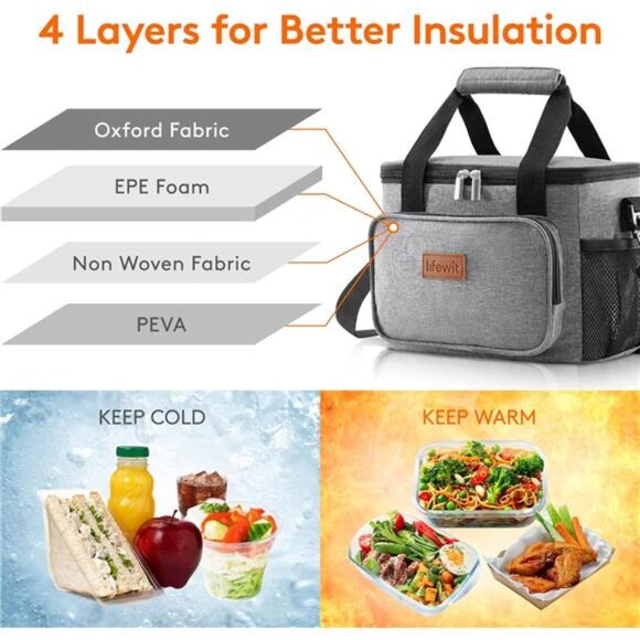 Lifewit Large Lunch Bag Insulated Lunch Box Soft Cooler Cooling Tote for Adult - Picture 2 of 7